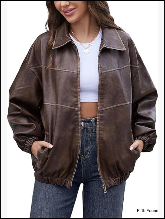 Jackets & Blazers - Oversized Y2K Faux Leather Vintage Motorcycle Jacket Plus Size